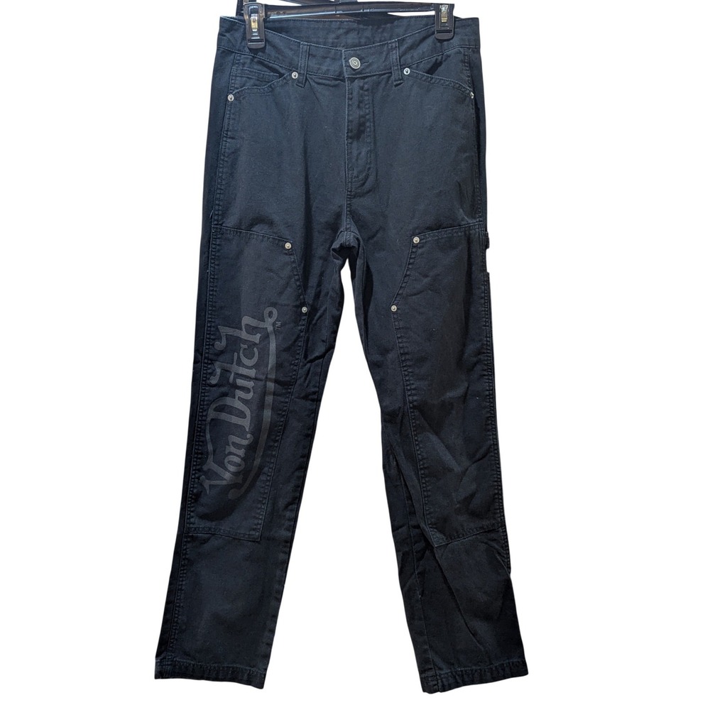 Von Dutch Originals Mens Black Double Knee Carpenter Pants 30x32 Streetwear
